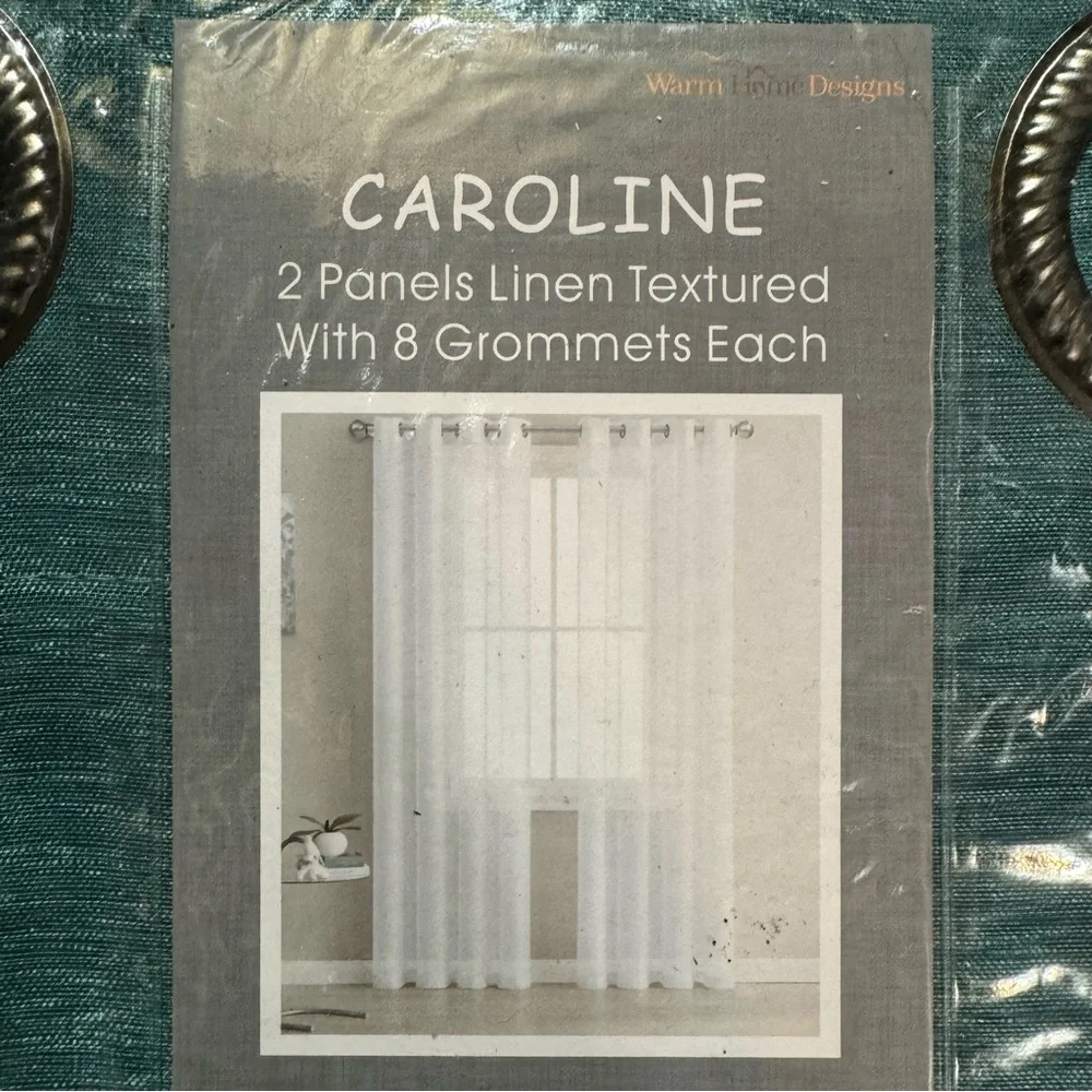 Caroline Dusty blue 2 panels linen textured with 8 grommets each
